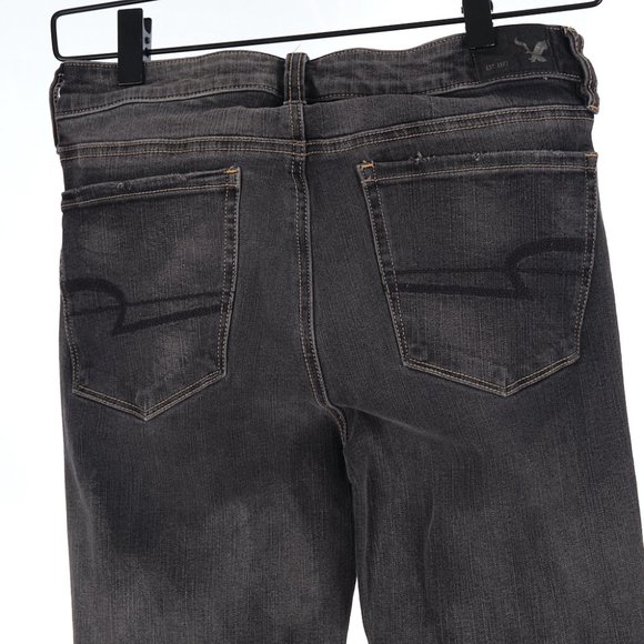 American Eagle Black Hi-Rise Jegging Crop Distressed Jeans 4 - Picture 5 of 7